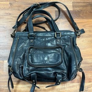Joelle hawkens black leather bag